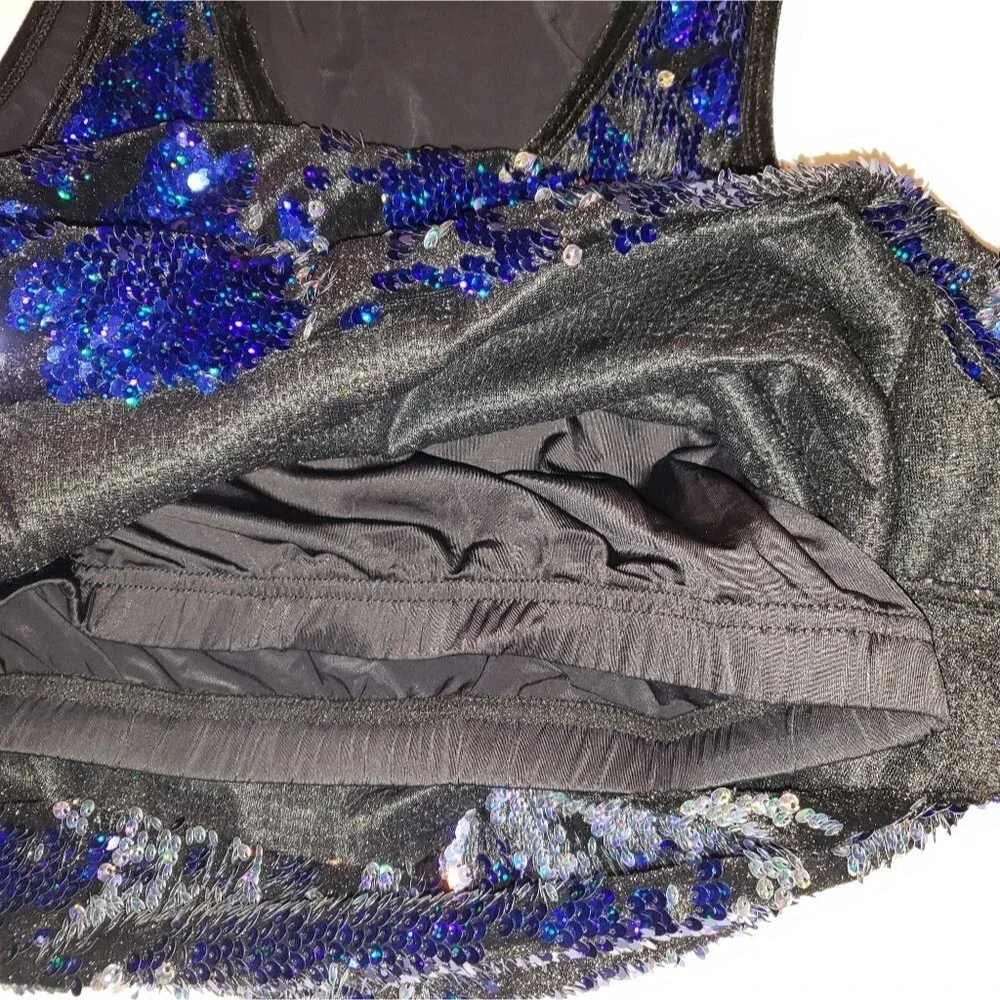 Jazz, Tap, Hip Hop Dance Costume, Blue & Black, Medium Adult